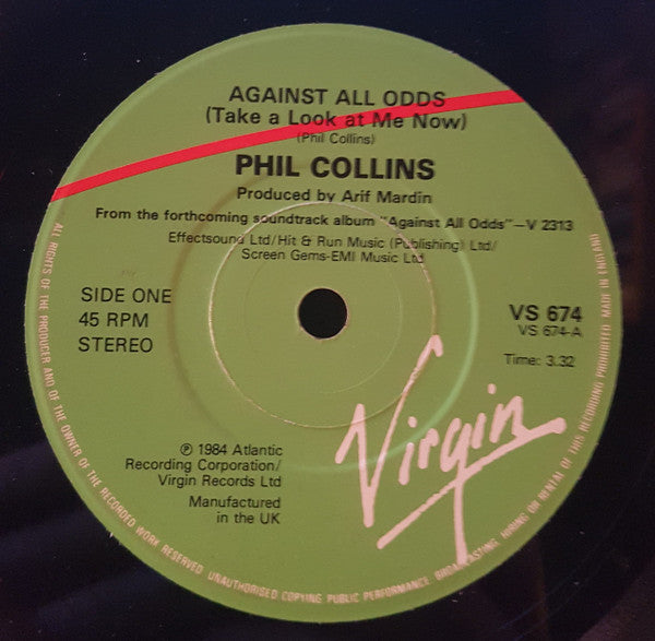 Phil Collins : Against All Odds (Take A Look At Me Now) (7", Single, Pap)