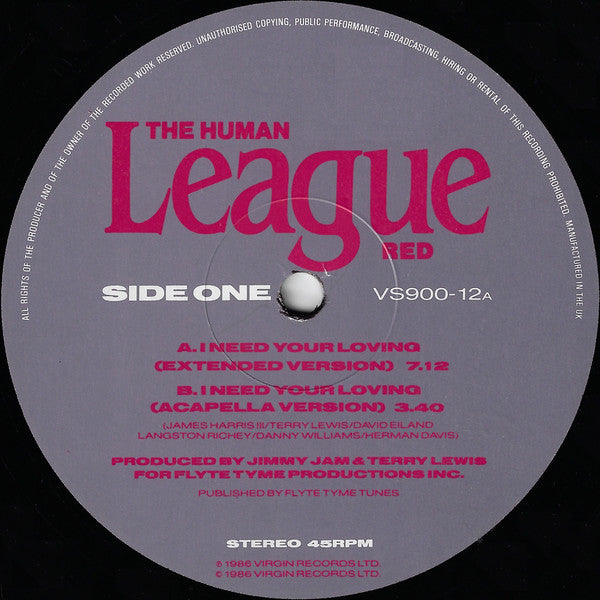 The Human League : I Need Your Loving (12", Single)