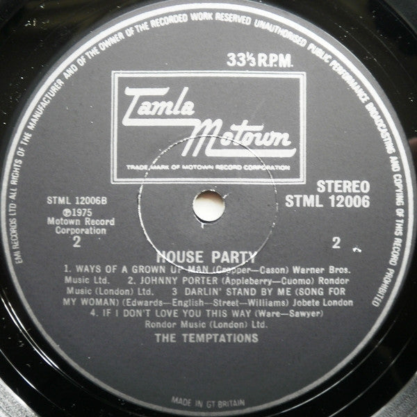 The Temptations : House Party (LP, Album)