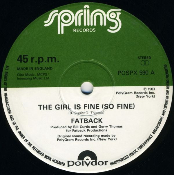 Fatback* : The Girl Is Fine (So Fine) (12")