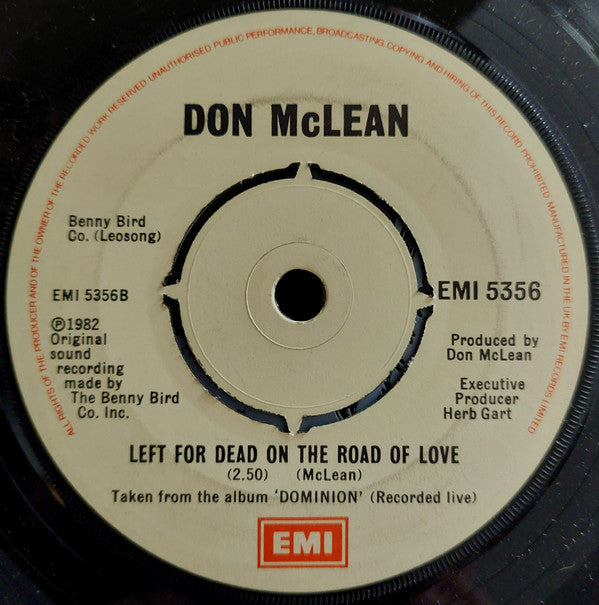 Don McLean : The Very Thought Of You / Left For Dead On The Road Of Love (7")