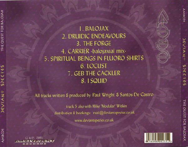 Deviant Species : The Quest For Balojax (CD, Album)