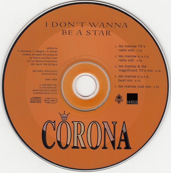 Corona : I Don't Wanna Be A Star (CD, Single)