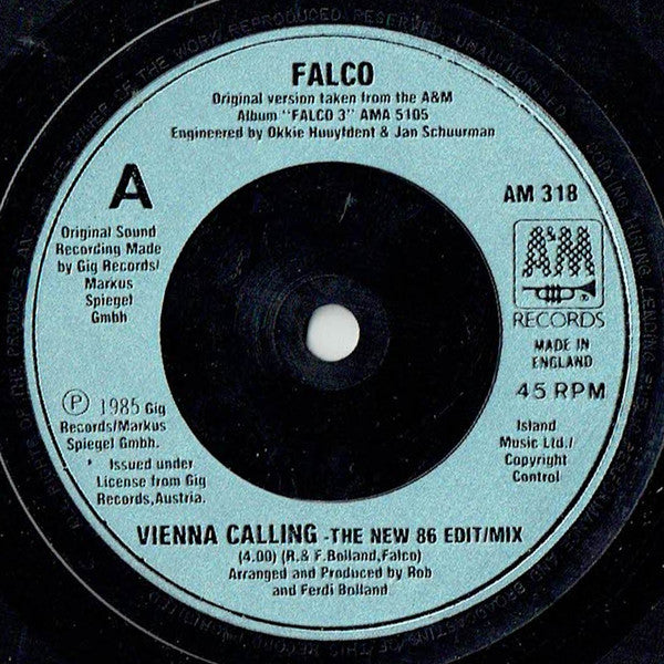 Falco : Vienna Calling (86 Edit / Mix) (7", Single, Sil)