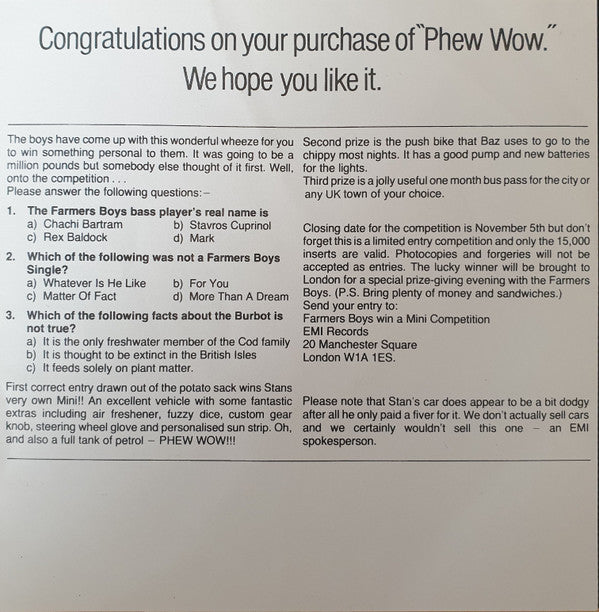 The Farmer's Boys : Phew Wow (7", Single)