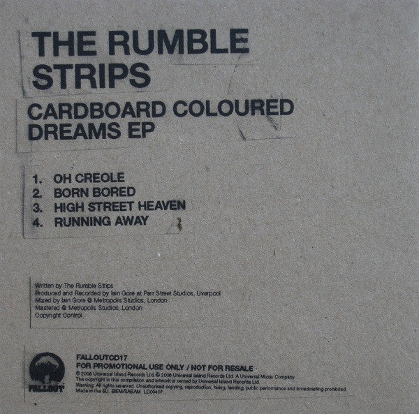 The Rumble Strips : Cardboard Coloured Dreams EP (CD, EP, Promo)