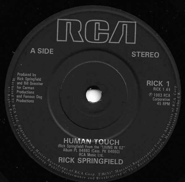 Rick Springfield : Human Touch / Souls (7", Single, Pap)
