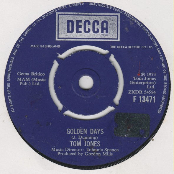 Tom Jones : Golden Days (7")