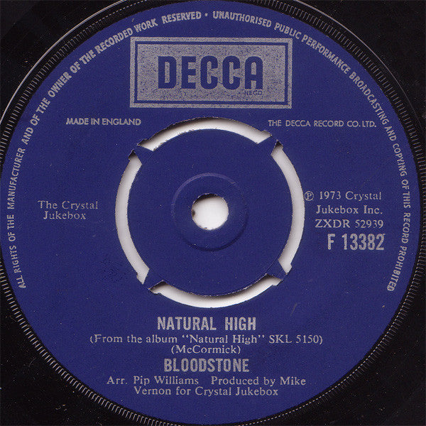 Bloodstone : Natural High (7", Single)