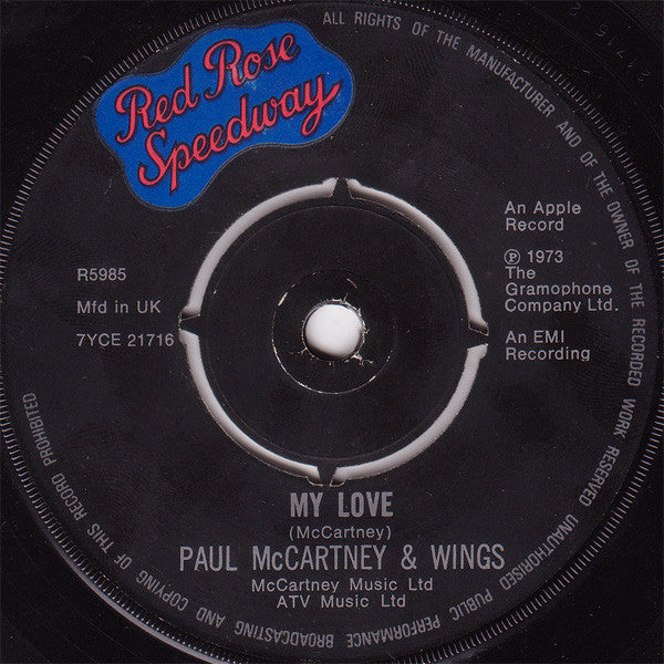 Paul McCartney & Wings* : My Love (7", Single)