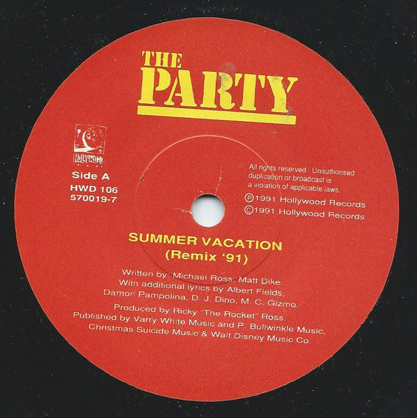 The Party : Summer Vacation (7")