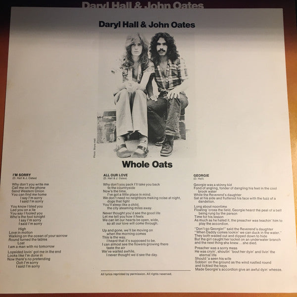 Daryl Hall & John Oates : Whole Oats (LP, Album, RE)