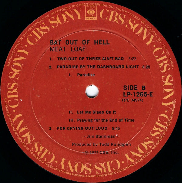 Meat Loaf : Bat Out Of Hell (LP, Album)