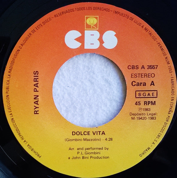 Ryan Paris : Dolce Vita (7", Single)