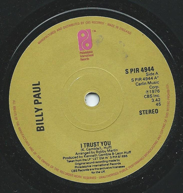 Billy Paul : I Trust You (7")