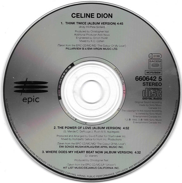 Céline Dion : Think Twice (CD, Single)