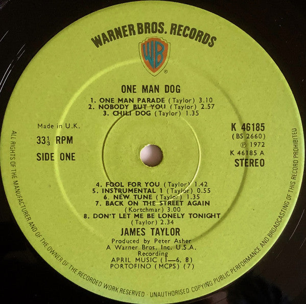 James Taylor (2) : One Man Dog (LP, Album)