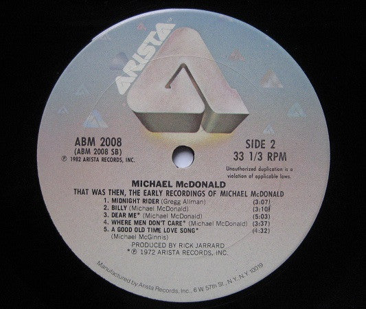 Michael McDonald : That Was Then, The Early Recordings Of Michael McDonald (LP, Album, Comp)
