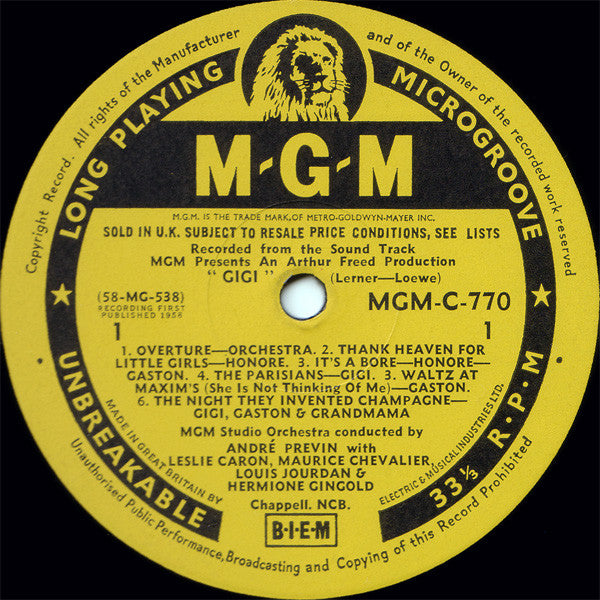 Alan Jay Lerner - Frederick Loewe* : Gigi (LP, Album, Mono, RE)