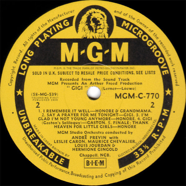 Alan Jay Lerner - Frederick Loewe* : Gigi (LP, Album, Mono, RE)