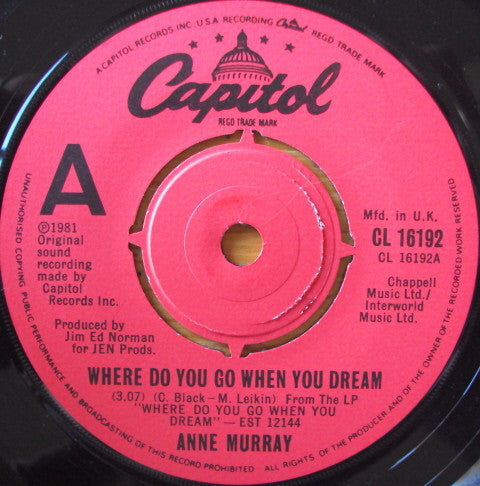 Anne Murray : Where Do You Go When You Dream (7", Single)