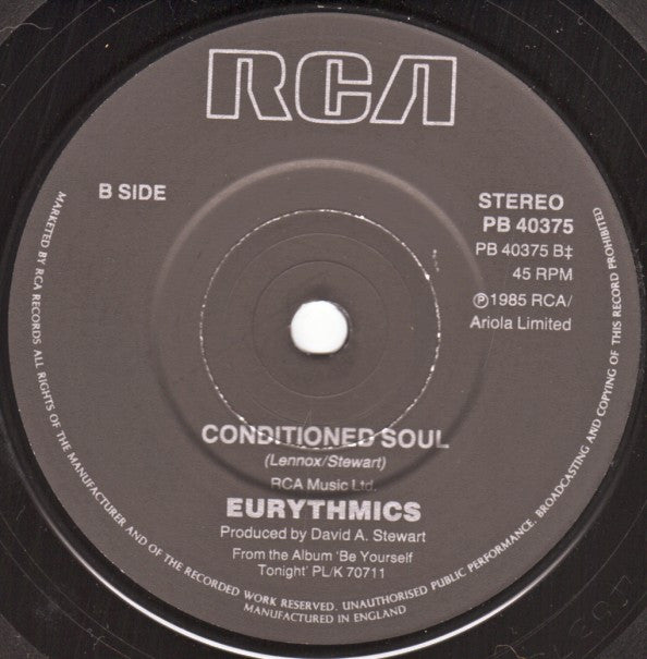 Eurythmics : It's Alright (Baby's Coming Back) (7", Single)