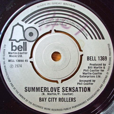 Bay City Rollers : Summerlove Sensation (7", Single)