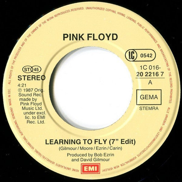 Pink Floyd : Learning To Fly / Terminal Frost (7", Single)