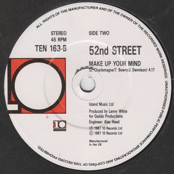 52nd Street : Are You Receiving Me? (7", Single)