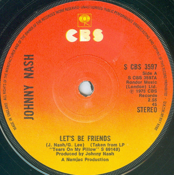 Johnny Nash : Let's Be Friends (7", Single, Sol)