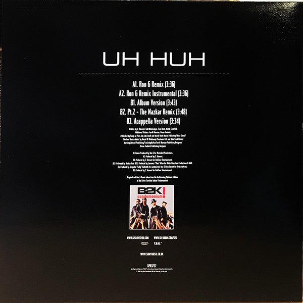 B2K : Uh Huh (Original, Nazkar And Ron G Remixes) (12", Promo)