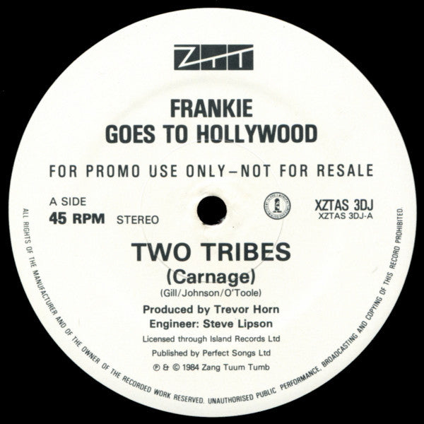 Frankie Goes To Hollywood : Two Tribes (Carnage) / Relax (U.S. Mix) (12", Promo)