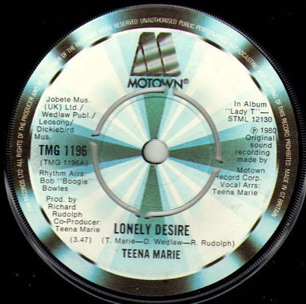 Teena Marie : Lonely Desire (7", Single)