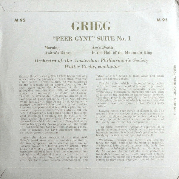 Edvard Grieg, Amsterdam Philharmonic Society Orchestra, Walter Goehr : Peer Gynt Suite No.1 (7", EP)