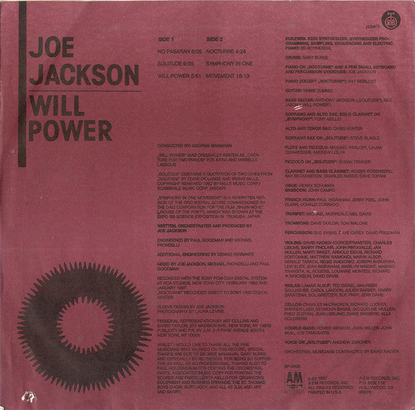 Joe Jackson : Will Power (LP, Album)