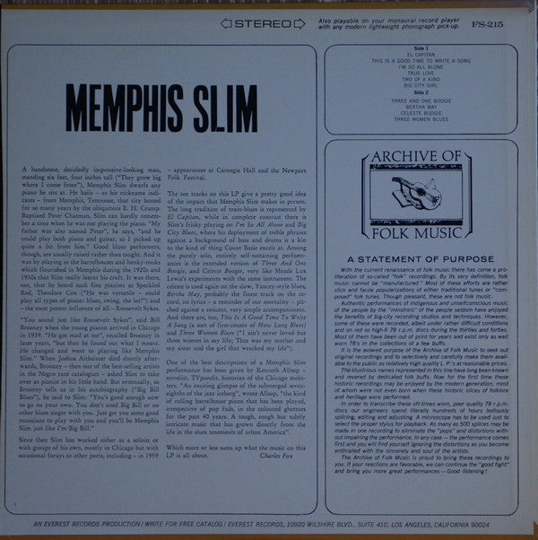 Memphis Slim : Memphis Slim (LP, Comp)