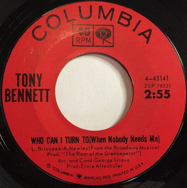 Tony Bennett : Who Can I Turn To (When Nobody Needs Me) / Waltz For Debby (7", Single)