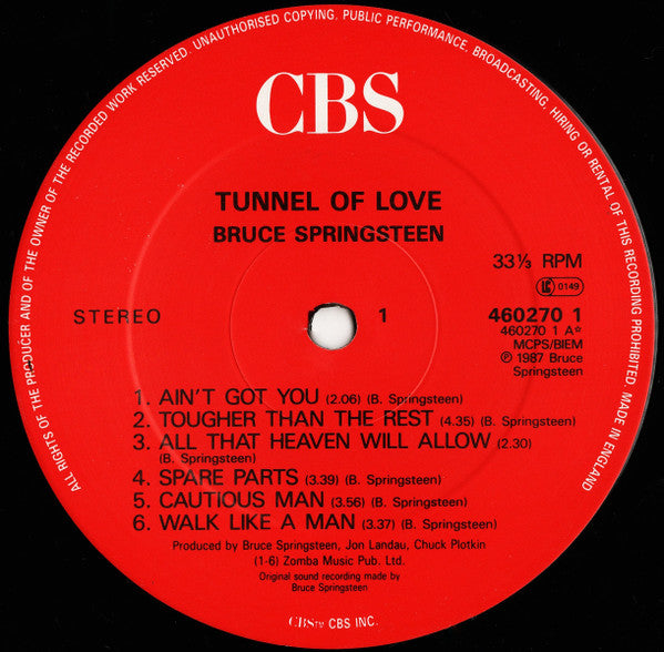 Bruce Springsteen : Tunnel Of Love (LP, Album)