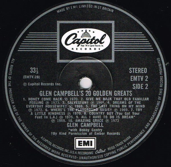 Glen Campbell : Glen Campbell's Twenty Golden Greats (LP, Album, Comp)