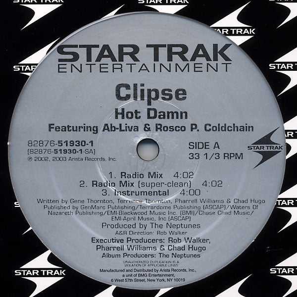 Clipse Featuring Ab Liva* & Rosco P. Coldchain : Hot Damn (12")