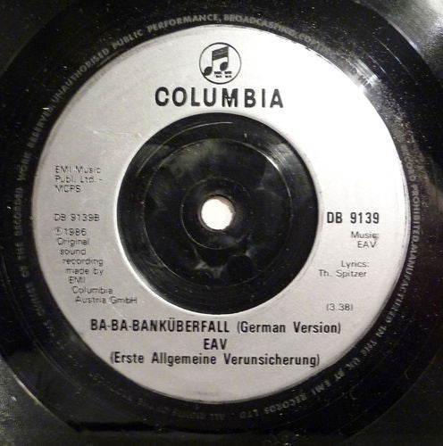 EAV (Erste Allgemeine Verunsicherung) : Ba-Ba-Bankrobbery (7", Single)