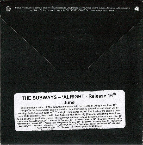 The Subways : Alright (CD, Single, Promo)