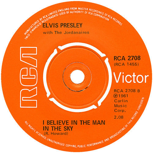 Elvis Presley : Crying In The Chapel (7", Single, RE)