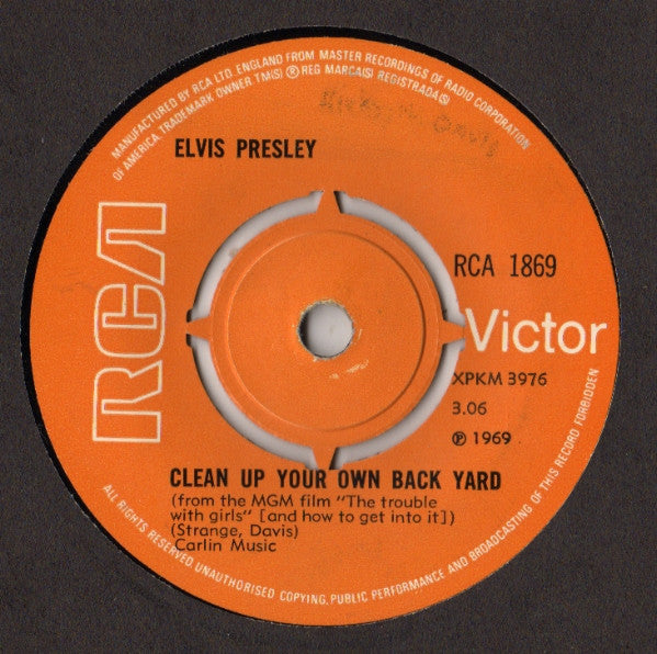 Elvis Presley : Clean Up Your Own Back Yard (7", Single)