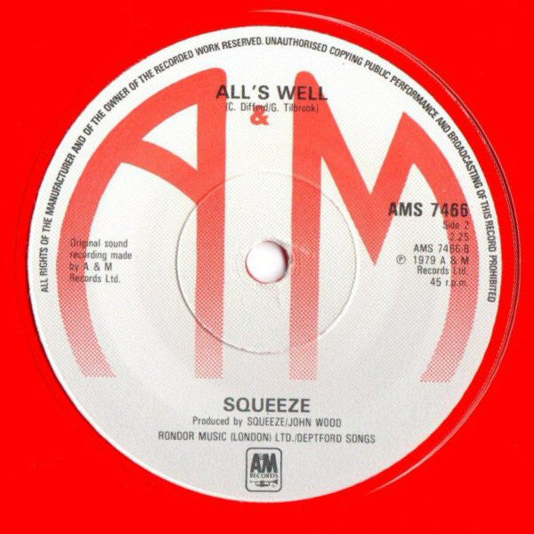 Squeeze (2) : Slap & Tickle (7", Single, Ltd, Red)