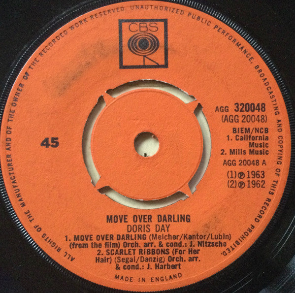 Doris Day : Move Over Darling (7", EP, 4 P)