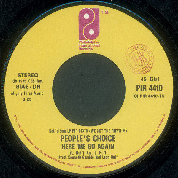 People's Choice : Here We Go Again / Mickey D's (7", Single)