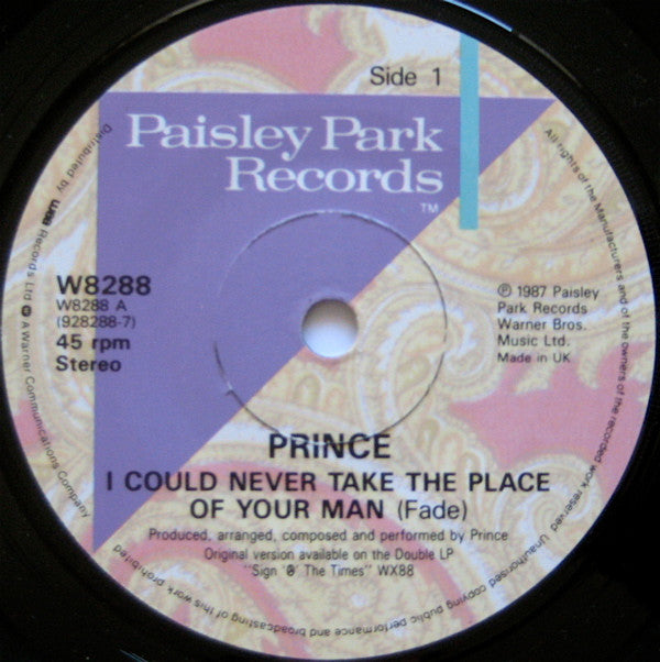 Prince : I Could Never Take The Place Of Your Man (7", Single, Pap)