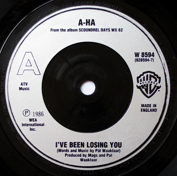 a-ha : I've Been Losing You (7", Single, Sil)