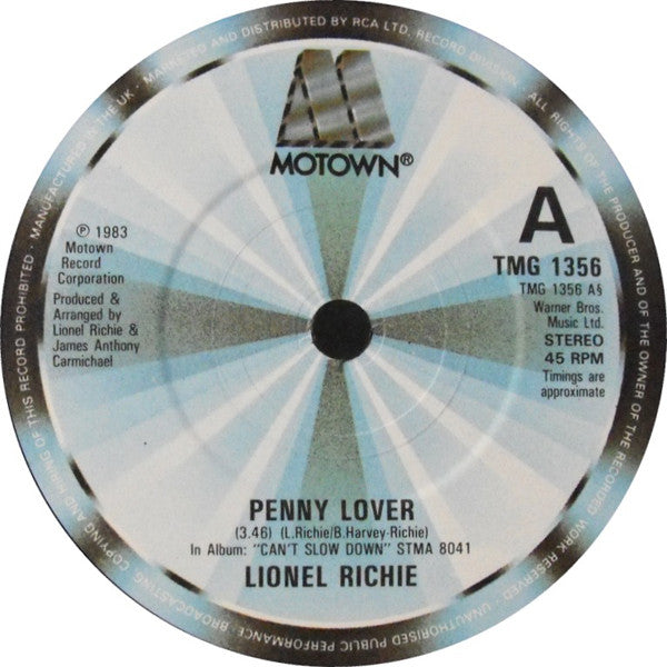 Lionel Richie : Penny Lover (7", Single)